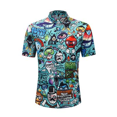 China Summer Anti Shrink Wholesale Custom Color Printed Mens Floral Short Sleeve Vintage Hawaiian Shirts For Man for sale