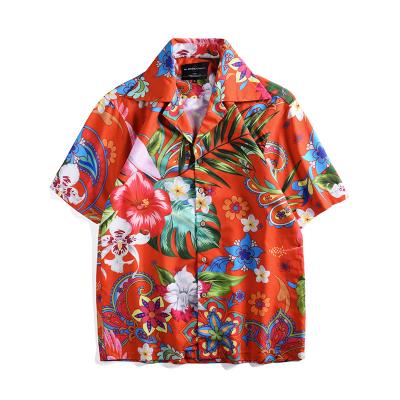 China Custom Floral Print Sunflower Hawaii Aloha Cotton Sleeve Shorts Latest Hot Sale Mens Summer Shirt Anti-Shrink Design for sale