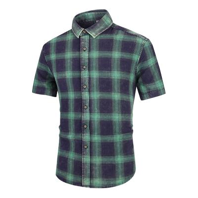 China New Fashion Anti-pilling Logo Autumn Shirts Plaid Shirts Custom Flannel Tested Short Sleeve Shirt For Men for sale