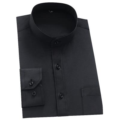 China New OEM spring anti-pilling slim dress shirt for men brand long sleeve solid stand collar mao shirts for sale