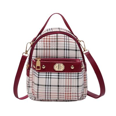 China Korean Version 2021 Lattice Double School Bag Zipper Anti-theft Female Casual Small Shoulder Bag for sale