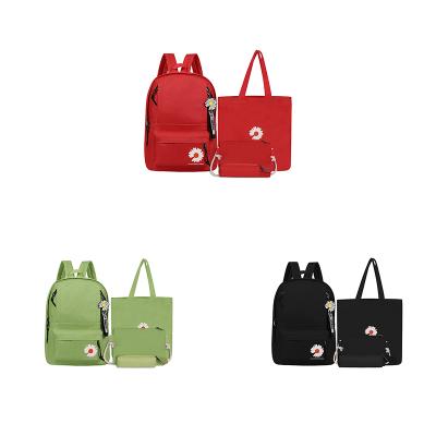 China Wholesale Fashion Polyester Anti-theft Students Backpack Bag Set 4pcs Teenager School Bag Set for sale