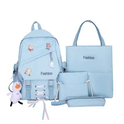 China New Arrival Anti-theft Fashion 4 In 1 College Bag Set Portable Waterproof Backpack For Women for sale