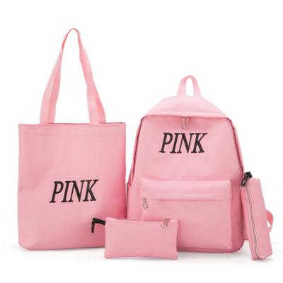 China Anti-theft fashion canvas teenage casual school bag set large capacity student backpacks set for girls for sale