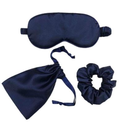 China Shading Light Soft Silky Eye Mask Comfortable 3 Piece Headband Set Gift Box Satin Visor Eye Wrapping Blindfold For Women for sale