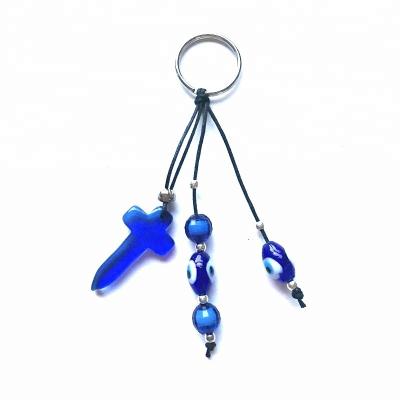 China Wholesale Promotion Gift Good Luck Greek Key Chain With Evil Eye And Pearl Key Chain for sale