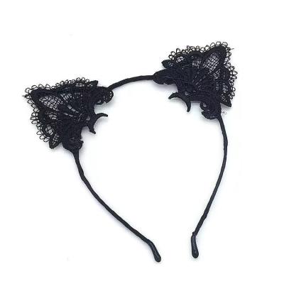 China Wholesale Popular Party Lovely Headband Lace Cat Ears Hair Band Christmas Interpretation Hair Ornament Role Playing Hair Circle for sale