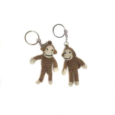 China Wholesale Purely Handmade Crochet Mini Monkey Cute Monkey Knitted Key Chain Bag Pendant Lovely Gift for sale