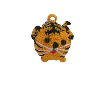 China Cute Animals Toy PoyesterThread Knitting Tiger Pure Handcraft Gift Crochet Key Chain Toys for sale