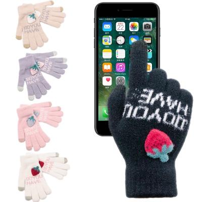 China Jacquard Fashion Stretch Touch Screen Wool Winter Gloves Thermal Acrylic Mittens For Woman for sale