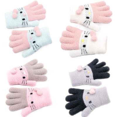 China Cute Design Winter Fashion Jacquard Stretch Wool Pokonyan Gloves Thermal Acrylic Mittens For Kids for sale