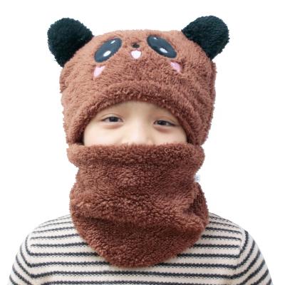 China Outdoor COMMON hot sale cute bear design fiber fabric velveteen keep warm hat for kids for sale