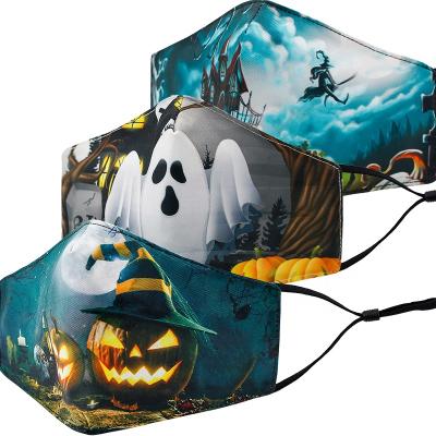 China Cheap Creepy Design Cotton 3D 3ply Halloween Reusable Face Mask for sale