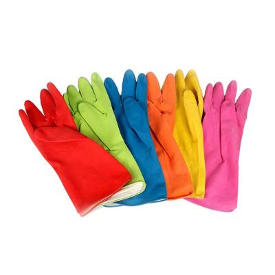 China Velvet Lined Yellow Orange Fish Scale Cheap Embossed Heat Resistance Cleaning Gloves Food Grade Flocklined Rubber Household Glove for sale