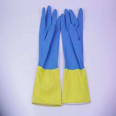 China High quality cheap color embossed household latex flocklined glove double screen touch heat resistance cleaning gloves food grade for sale