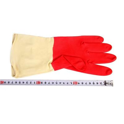 China High quality cheap embossed flocklined glove food grade household latex double screen contact color fish scale heat resistance cleaning gloves for sale