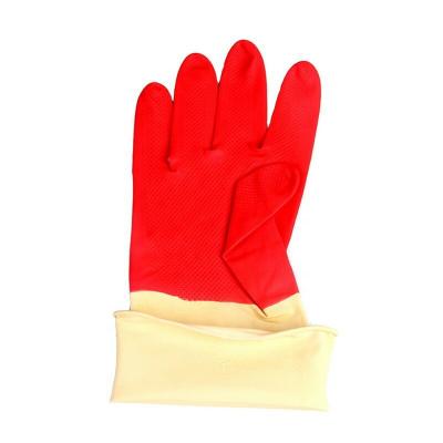 China Wholesale cheap embossed household latex flocklined glove double screen touch color fish scale heat resistance cleaning gloves for sale