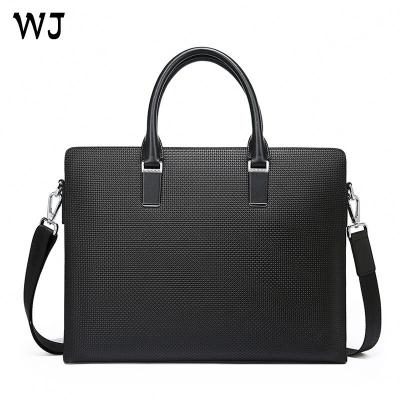 China Hot OEM wholesale grain fashion popular goods grain high quality genuine leather custom made male suitable handbag for sale