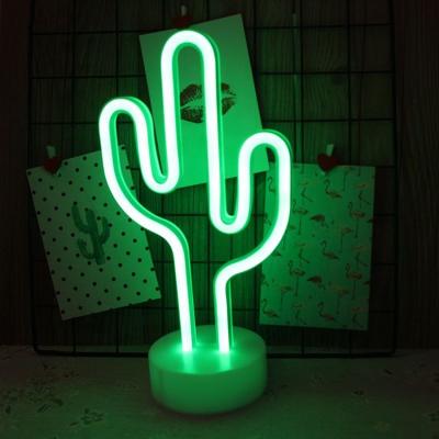 China Desktop Newcomer Battery Power Led Neon Sign Cactus Night Neon Light for sale