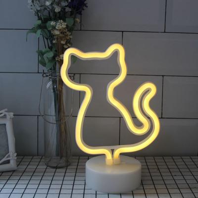 China Colorful Custom Neon Sign Cat Neon Tube Sign USB Charging Battery USB Charging Battery Glass Table Light LED Office Neon Sign for sale