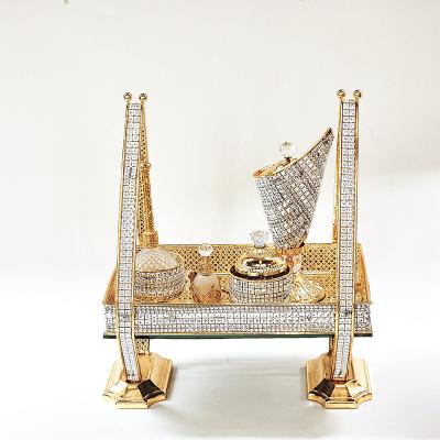 China Chinese Incense Arabian Elegant Metal Plate Gold Incense Oil Burner Wholesale for sale