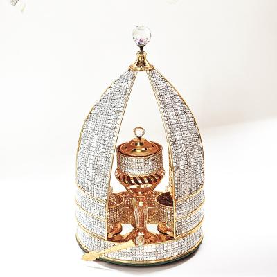 China Chinese Madden Arabic 2021 Stylish Metal Plated Gold Color Censer Small Vintage Inset With Crystal for sale