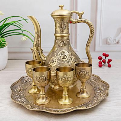 China Ramadan Kareem Gifts Arabic Design Promotional Iron Tea Gold Coffee Set Viable Products Home Decoration for sale