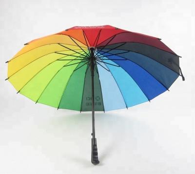 China Rod Umbrella Wholesale 24K Advertising Straight Rainbow Colorful Folding Umbrella for sale