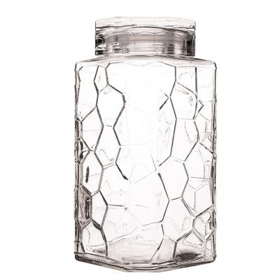 China Wholesale Price Viable Glass Water Cube Storage Jar Food Spice Storage Bottle With Lid for sale