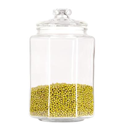 China Customized Viable Colorful Home 3L Clear Fashion Storage Mason Jar Glass Canister With Glass Sealed Lid for sale