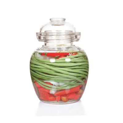 China High Quality Freshness Preservation Barrel Kimchi Glass Jar With Lid 2.5/5/6.4/10l Sealed Clear Glass Kimchi Drink Jar for sale