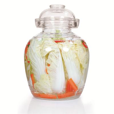 China Factory direct sale 2.5/5/6.4/10l freshness preservation glass Kimchi beverage bottle jar with sealed lid for sale