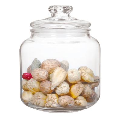 China Viable Hot Sale Factory Supply Large Sugar Kitchen Food Nuts Round Mouth Cube Lid Glass Storage Jar for sale