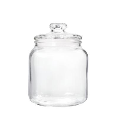 China Viable Large Airtight Tea Coffee Sugar Kitchen Food Nuts Round Cube Lid Glass Storage Jar From China Manufacturer for sale