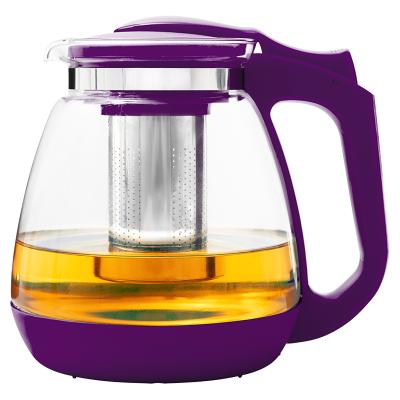 China Factory Sustainable Supply Customized Colored Cheap Glass Teapot Tea Maker Hot And Cold Water Kettle for sale