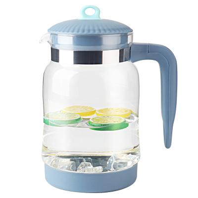 China New Product Sustainable Teapot Sets Glass Tea Maker Coffee Water Pot With Plastic Handle for sale