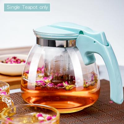 China Best price teapot tea maker coffee stocked glass kettle high quality home use large base plastic handle with filter for sale