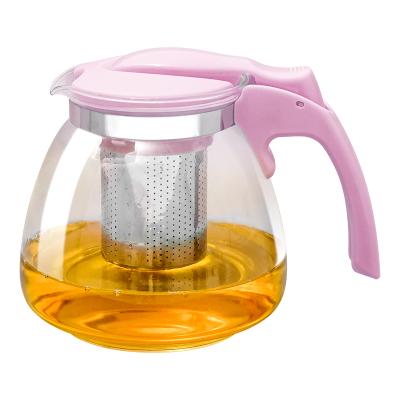 China Amazon stocked hot and cold water kettle high quality cafe home use glass teapot large stocked plastic handle for sale