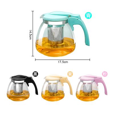 China Factory Supply Home Use Large Handle Cold Water Tea Base Plastic Hot Coffee Kettle Stocked Glass Pot for sale