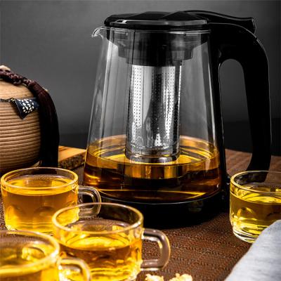 China Hot Selling Viable 18 Ounce Borosilicate Glass Amber Teapot With Plastic Screw Lid for sale