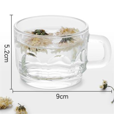 China Viable high quality small tea cup for making flower tea one-piece simple transparent glass cup with handle for sale