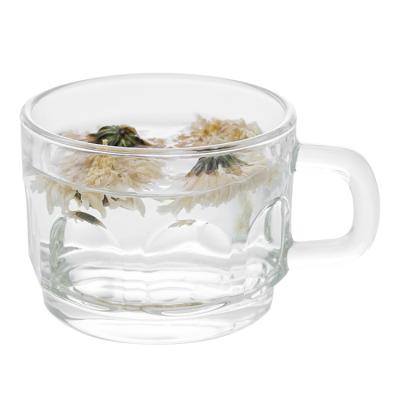 China Viable small tea cup for making flower tea in china wholesale with handle simple one-piece transparent glass cup for sale