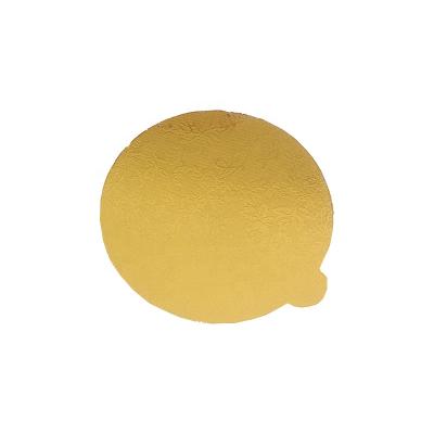 China Round Shape Recyclable Golden Cake Boards With Handle Store Cardboard Cake Trays for sale