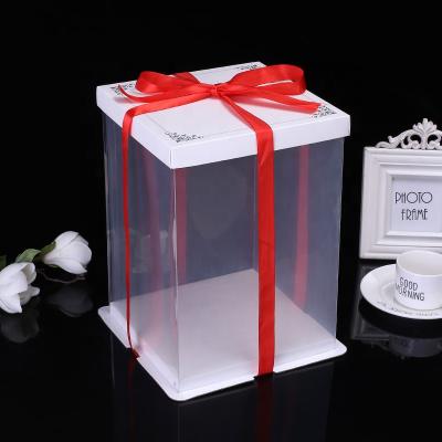 China Yiwu Recyclable Clear Plastic Cake Box Box With Ribbon Bow Style Foam+Carton+PET Cake Packaging for sale