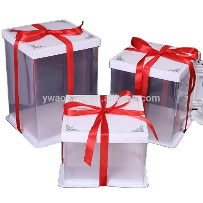 China Recyclable Tall Transparent Plastic Cake Box Cake Box PET Packing Box for sale