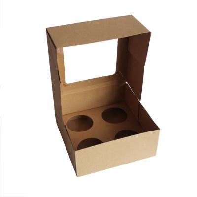 China Yiwu Cheap Customized Box Hot Sale Disposable Kraft Paper With Handle 4 Cupcake Box Paper Box for sale