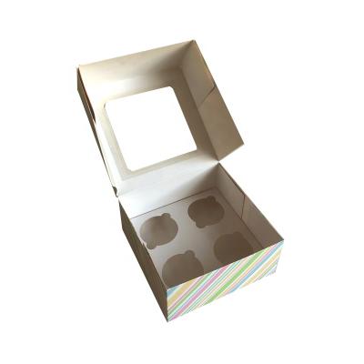 China Window Box 1,2,3,4,6,8,12,24 Disposable Recycled Paper Cupcake Box Food Packing Box for sale