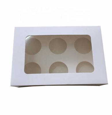 China Wholesale Handmade Cheap White Paper Case Bakery Box Cupcake Box With Clear Window Folded Style for sale