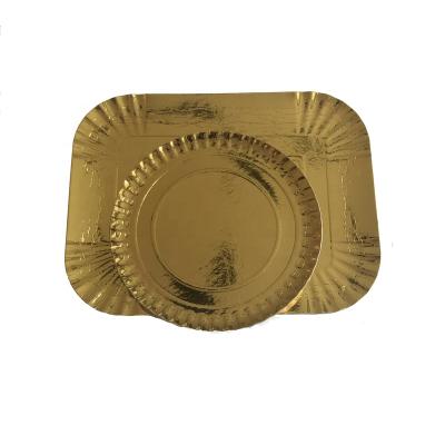 China Gold Disposable Rectangle And Round Paper Cake Plate Paper Cake Tray Paper Plate For Party for sale