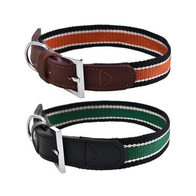 China New Viable Nylon Leather Pet Collar Adjustable Dog Collar for sale